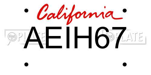 AEIH67 California License Plate