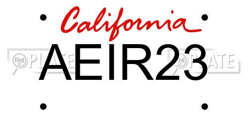 AEIR23 California License Plate