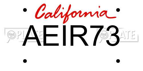 AEIR73 California License Plate