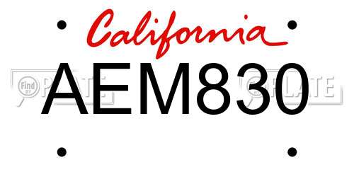 AEM830 California License Plate
