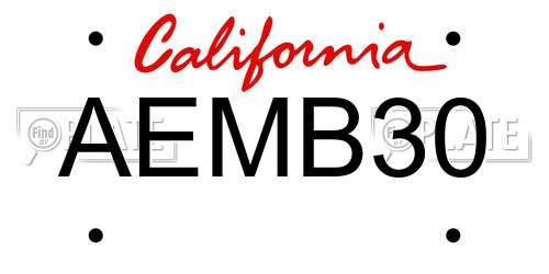AEMB30 California License Plate