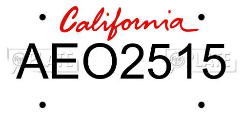 AEO2515 California License Plate