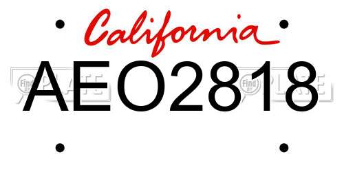 AEO2818 California License Plate