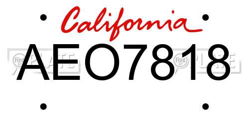 AEO7818 California License Plate