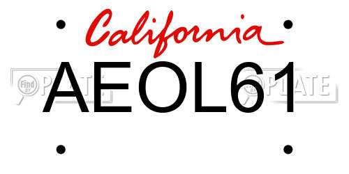 AEOL61 California License Plate
