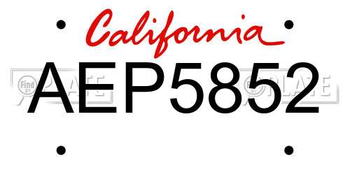 AEP5852 California License Plate