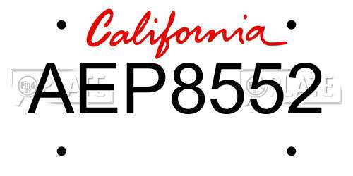 AEP8552 California License Plate