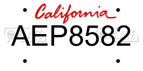AEP8582 California License Plate