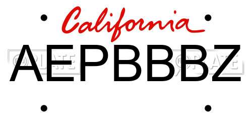 AEPBBBZ California License Plate