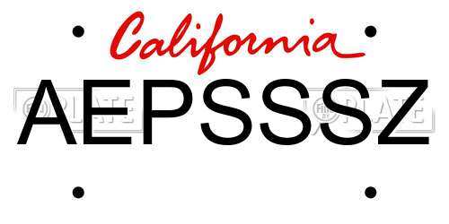 AEPSSSZ California License Plate