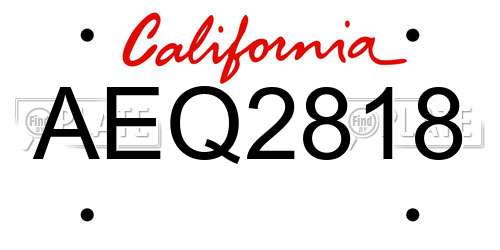 AEQ2818 California License Plate