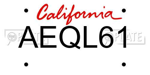 AEQL61 California License Plate