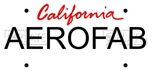 AEROFAB California License Plate