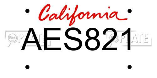 AES821 California License Plate