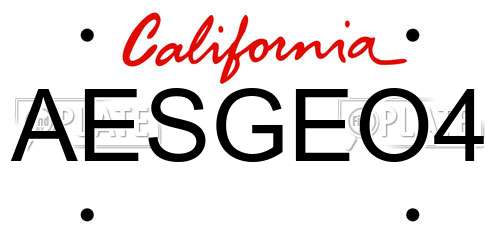 AESGEO4 California License Plate