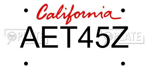 AET45Z California License Plate