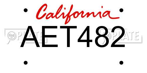 AET482 California License Plate
