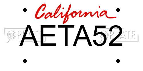 AETA52 California License Plate
