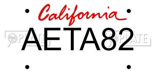 AETA82 California License Plate