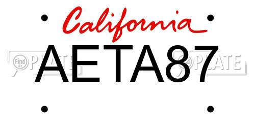 AETA87 California License Plate
