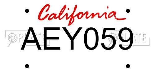 AEY059 California License Plate
