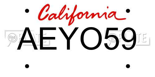 AEYO59 California License Plate