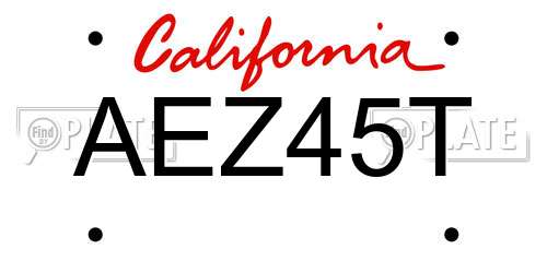 AEZ45T California License Plate