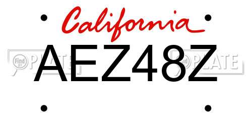 AEZ48Z California License Plate