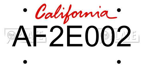AF2E002 California License Plate