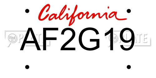 AF2G19 California License Plate