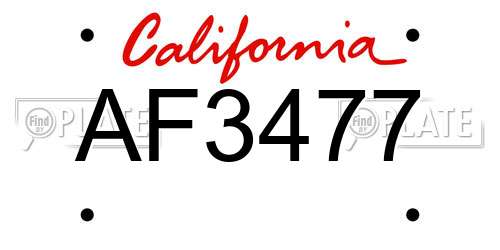 AF3477 California License Plate