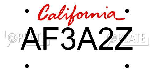 AF3A2Z California License Plate