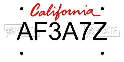 AF3A7Z California License Plate