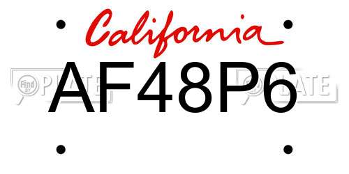 AF48P6 California License Plate