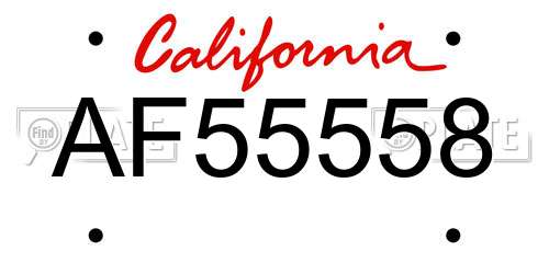 AF55558 California License Plate