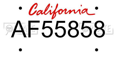 AF55858 California License Plate
