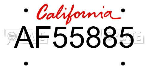 AF55885 California License Plate