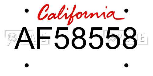AF58558 California License Plate