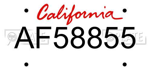 AF58855 California License Plate