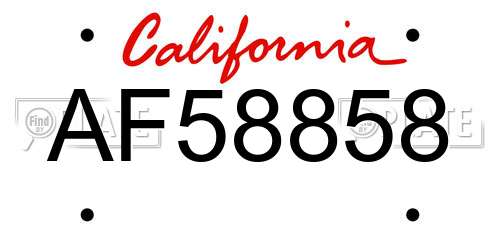 AF58858 California License Plate