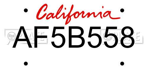 AF5B558 California License Plate