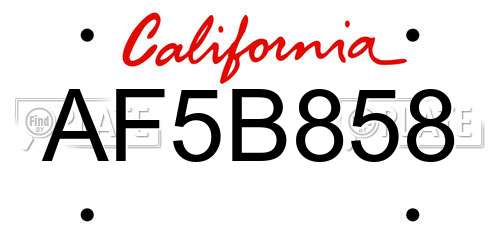 AF5B858 California License Plate