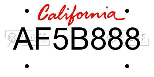 AF5B888 California License Plate