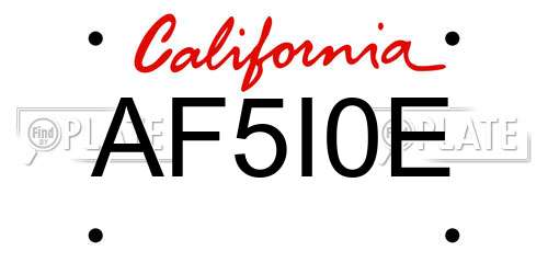 AF5I0E California License Plate
