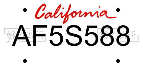 AF5S588 California License Plate