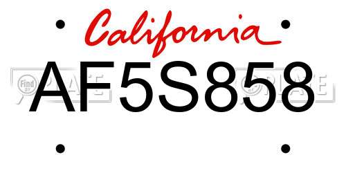 AF5S858 California License Plate