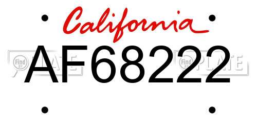 AF68222 California License Plate