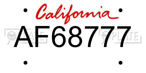 AF68777 California License Plate
