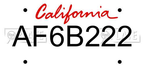 AF6B222 California License Plate