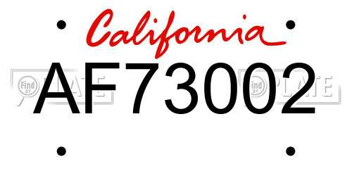 AF73002 California License Plate